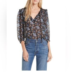NWT Rebecca Taylor Womens Solstice Floral Pullover Blouse Size 0 $295